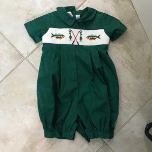 Vive La Fete Smocked Fish Long Romper